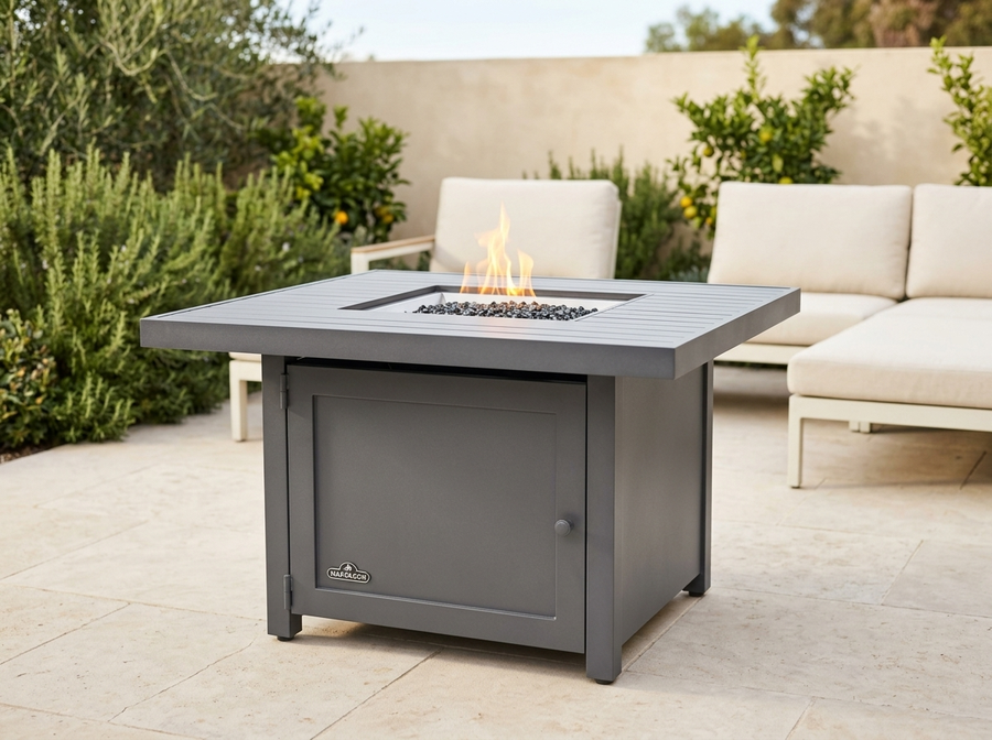 Napoleon Hamptons Grey Gas Fire Table, Square HAMP2-GY