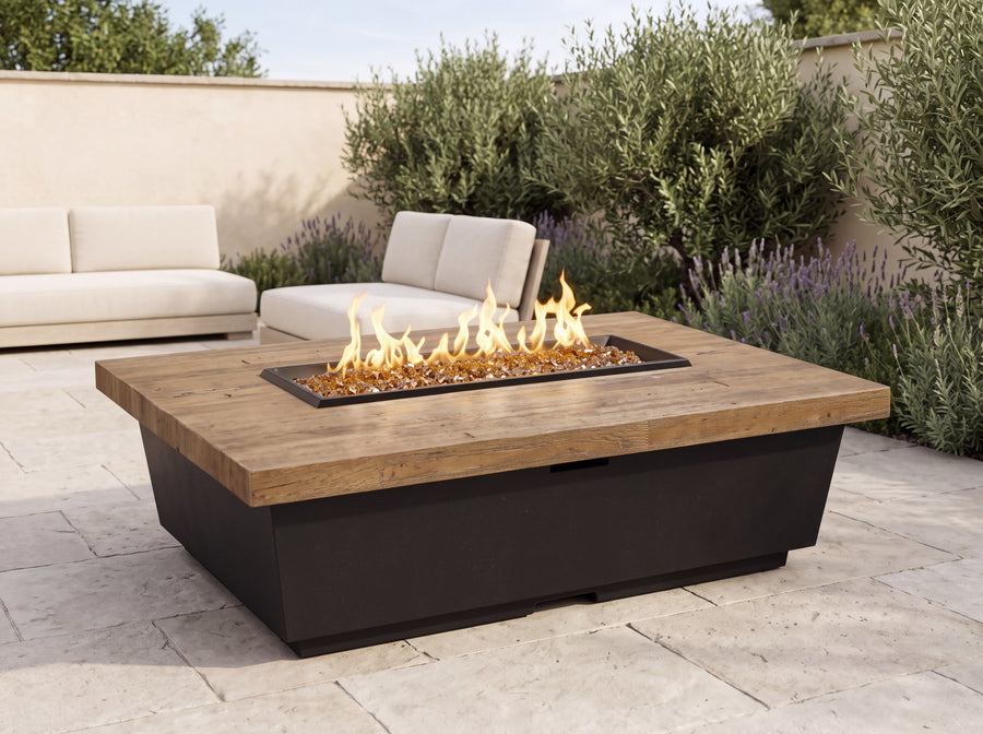 French Barrel Oak Contempo Rectangle Firetable