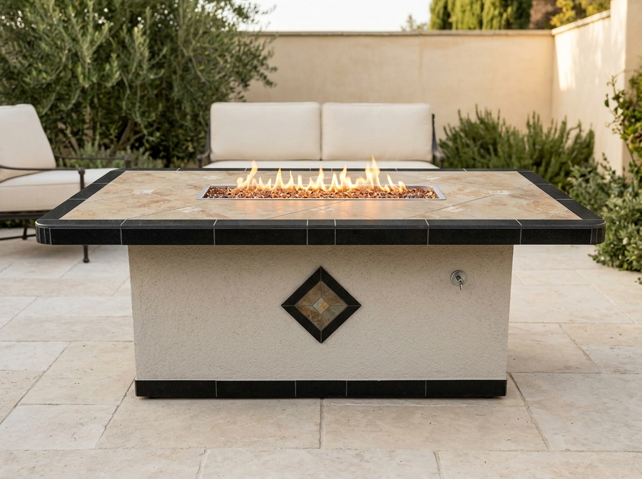 OPT-3660 Natural Stone Gas Fire Pit Table