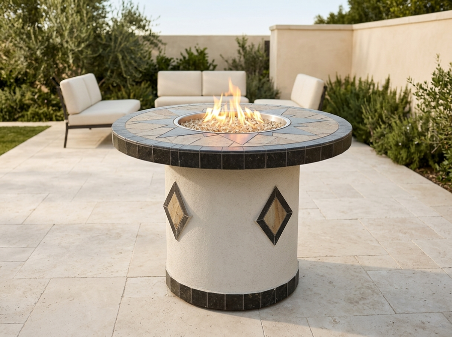 OPT-5545 Round Dining Gas Fire Table
