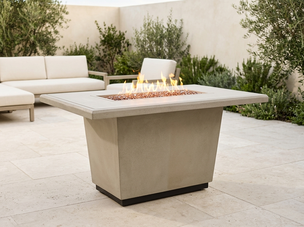 Cosmopolitan 54" Rectangle Concrete Fire Pit Table | AFD — outdoor setting
