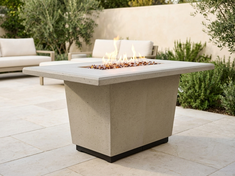 Cosmopolitan 54" Rectangle Concrete Fire Pit Table | AFD — alternate view