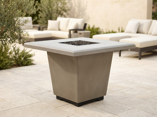 Cosmopolitan 36" Square Concrete Fire Pit Table | AFD — outdoor setting