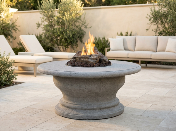 Inverted with Top 48" Round Concrete Fire Pit Table | AFD — outdoor setting