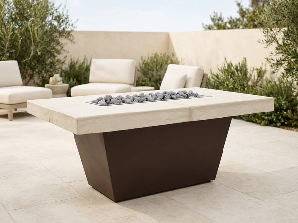 Tacoma Slate 48" Rectangle Concrete Fire Pit Table | The Outdoor Plus — outdoor setting