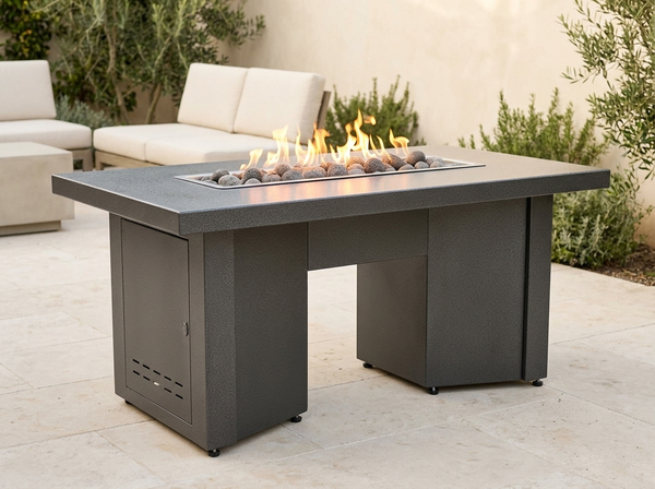 Alameda Rectangle Powder Coat Steel Fire Pit Table | The Outdoor Plus — outdoor setting