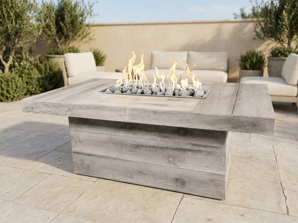 The Grove Rectangle Concrete Fire Pit Table | The Outdoor Plus — outdoor setting