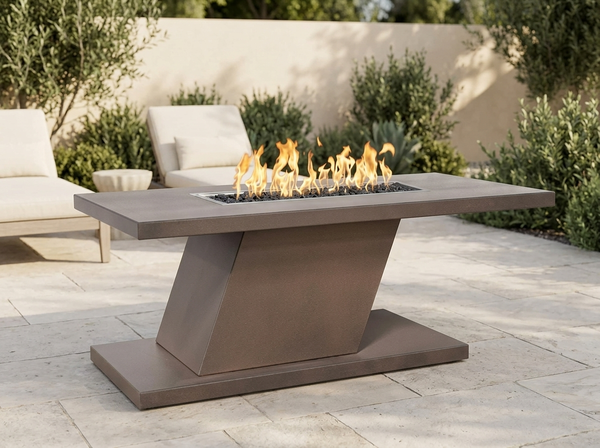 Imperial Rectangle Powder Coat Steel Fire Pit Table | The Outdoor Plus — outdoor setting
