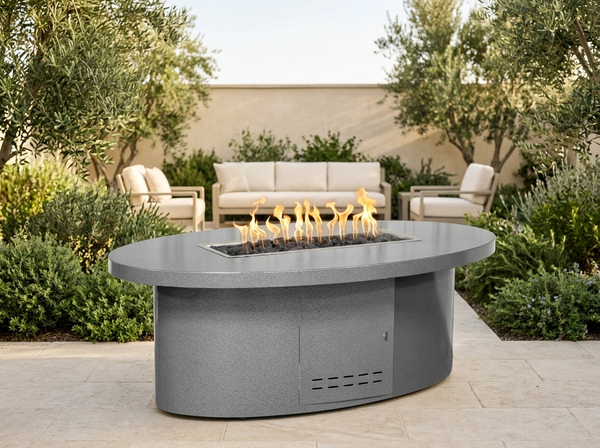 Vallejo Rectangle Powder Coat Steel Fire Pit Table | The Outdoor Plus — outdoor setting