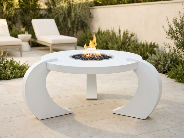 Frisco Round Powder Coat Steel Fire Pit Table | The Outdoor Plus — outdoor setting