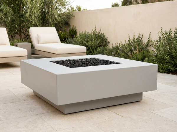 Cabo Square Powder Coat Steel Fire Pit Table | The Outdoor Plus — outdoor setting