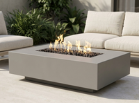 Cabo Linear Rectangle Powder Coat Steel Fire Pit Table | TOP — outdoor setting
