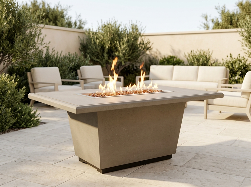 American Fyre Designs Cosmopolitan 54" Rectangle Gas Fire Table — outdoor setting