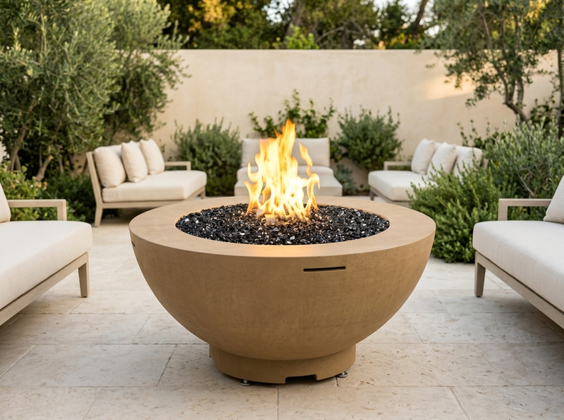 American Fyre Designs 48" Round Fire Bowl — outdoor setting