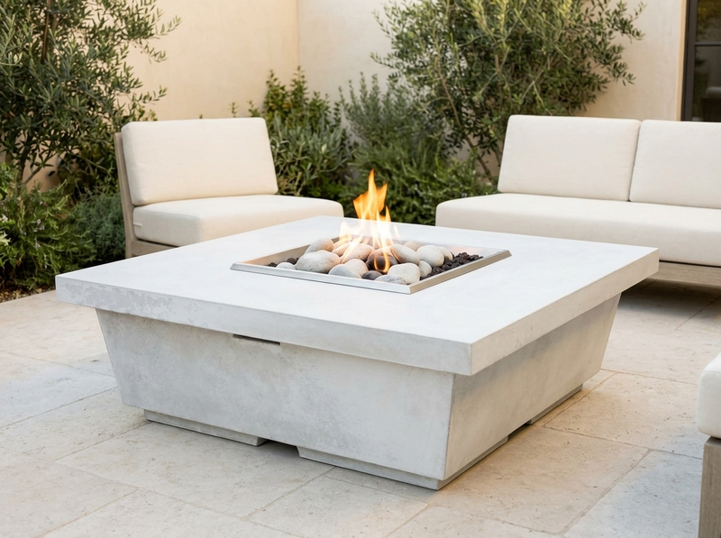 American Fyre Designs Contempo Square 44" Gas Fire Table — outdoor setting
