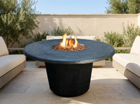 American Fyre Designs Cosmopolitan 48" Round Gas Fire Table — outdoor setting