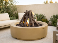 American Fyre Designs 48" Louvre Round Gas Fire Pit — outdoor setting