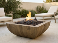 American Fyre Designs 36" Reclaimed Wood Bordeaux Square Fire Bowl — outdoor setting