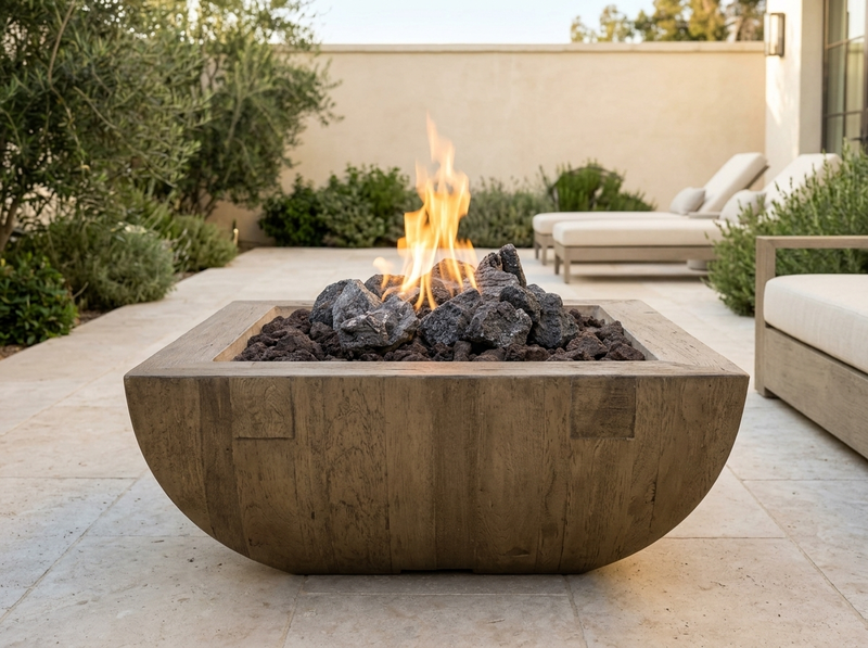 American Fyre Designs 36" Reclaimed Wood Bordeaux Square Fire Bowl — alternate view