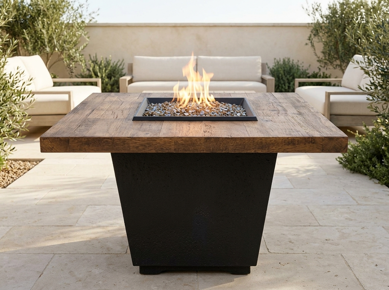 American Fyre Designs Reclaimed Wood Cosmopolitan 36" Square Fire Table — alternate view