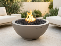 American Fyre Designs 32" Round Fire Bowl - Smoke, Electronic Ignition (Natural Gas) — outdoor setting