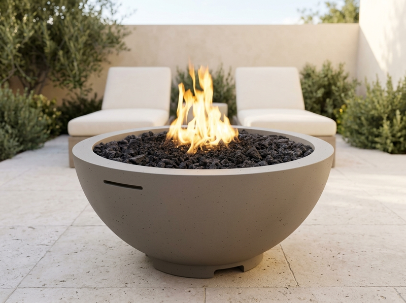 American Fyre Designs 32" Round Fire Bowl - Smoke, Electronic Ignition (Natural Gas) — alternate view