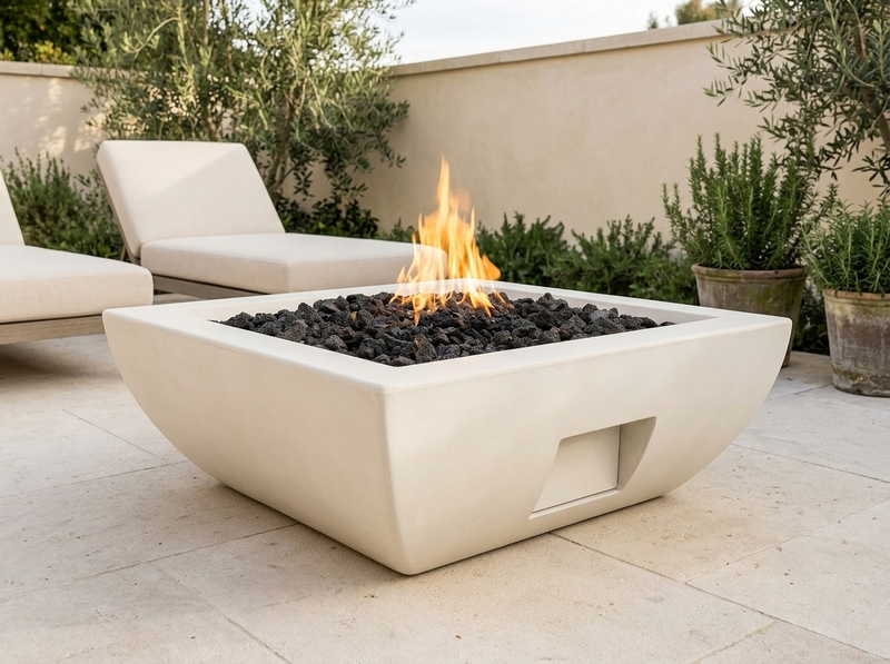 American Fyre Designs Bordeaux Petite 30" Square Fire Bowl — outdoor setting