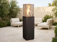 American Fyre Designs Magnolia Lantern 16" Square Gas Fire Tower - Black Lava — outdoor setting