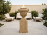 American Fyre Designs Piage 26" Gas Fire Urn with Pedestal - Café Blanco — alternate view