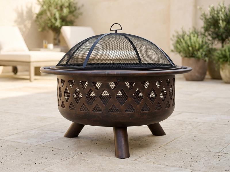 Oil Rubbed Bronze Fire Bowl — outdoor setting