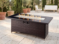 Montego Linear Brown Gas Fire Pit Table — outdoor setting