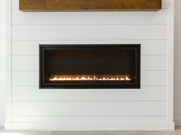 Empire Boulevard SL 30" Vent-Free Gas Fireplace — room setting. AI-assisted visualization; shown fronts, liners, media and surroundings may be optional.