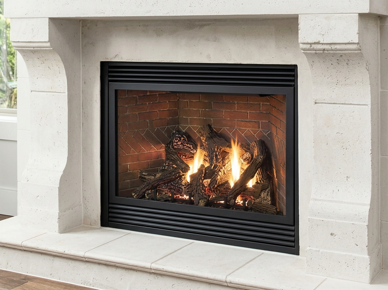 Empire Tahoe Luxury 42" Direct Vent Gas Fireplace — room setting. AI-assisted visualization; shown fronts, liners, media and surroundings may be optional.