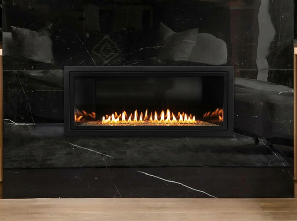 Empire Boulevard 36" Vent-Free Linear Gas Fireplace — room setting. AI-assisted visualization; shown fronts, liners, media and surroundings may be optional.