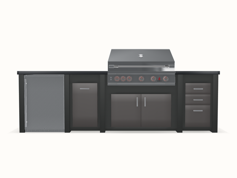 Stoll Outdoor Kitchen Island — Savannah 119″ — welded aluminium outdoor kitchen island, configured in the EF Island Studio