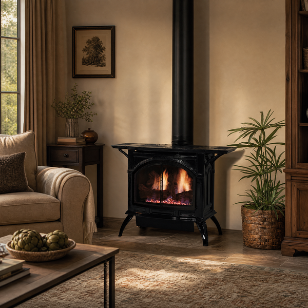 Empire Medium Cast Iron 30" Direct Vent Gas Stove - Model DVP30CC — lifestyle