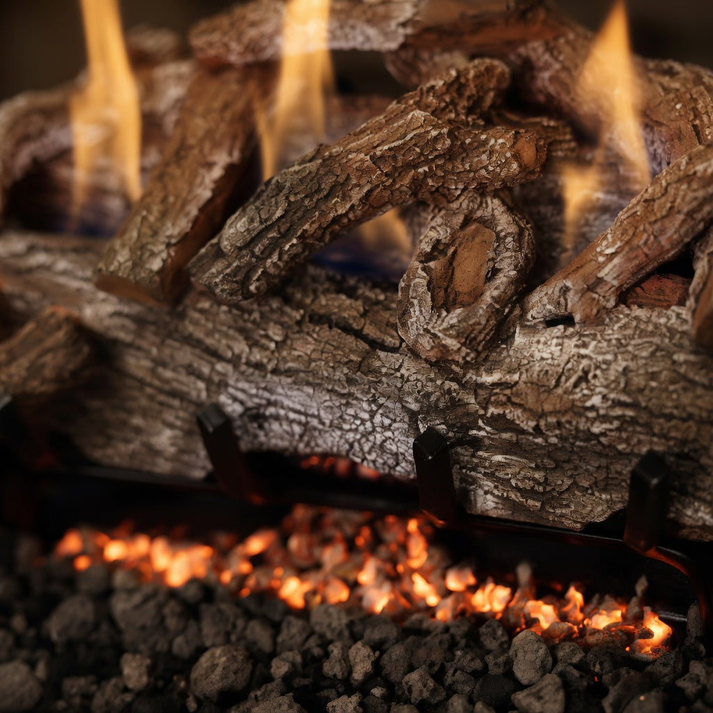 18" Weathered Oak Single-Sided Ventless Gas Log Set | Grand Canyon