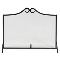 Single Panel Black Wrought Iron Fireplace Screen