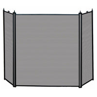 3 Fold Black Fireplace Screen (S-1121)