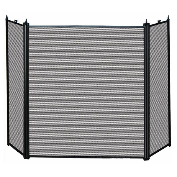 3 Fold Black Fireplace Screen (S-1121)