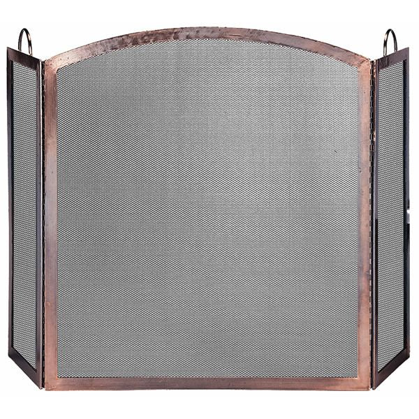 3 Panel Antique Copper Fireplace Screen-Arched Center Panel