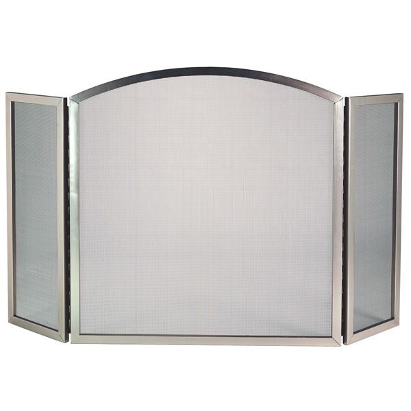 3-Panel Satin Nickel Arched Fireplace Screen