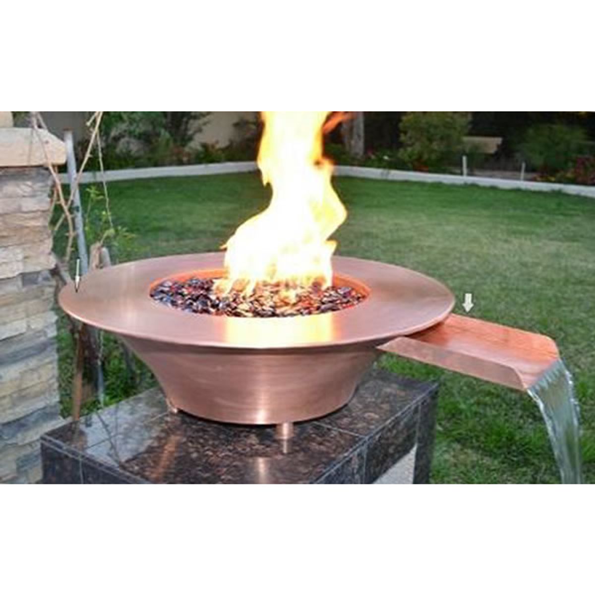 36"x12" Copper Fire & Water Bowl w/Electronic Ignition - NG