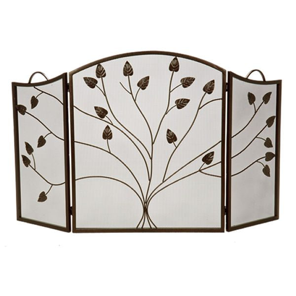 Vineyard 3-Panel Bronze Arched Fireplace Screen