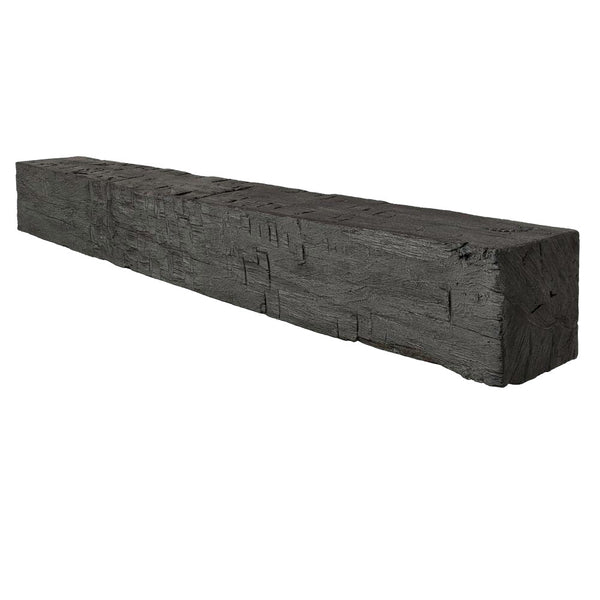 Farmhouse rustic concrete mantel shelf with oversized timber beam look in eclipse finish by Lexington Hearth