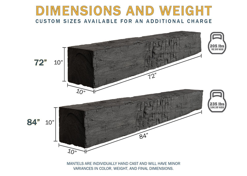 Farmhouse Rustic Concrete Mantel Shelf – Non-Combustible Fireplace Mantel in Roasted Chestnut Finish by Lexington Hearth