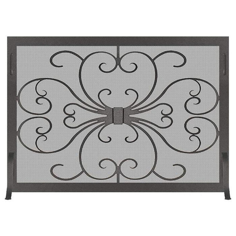 Custom made fireplace screen with 1 1/4” solid steel frame and heavy gauge mesh by Design Specialties