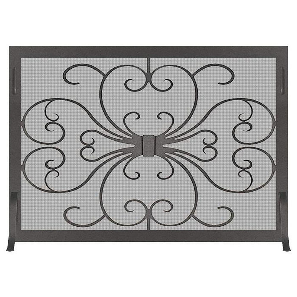 Custom made fireplace screen with 1 1/4” solid steel frame and heavy gauge mesh by Design Specialties