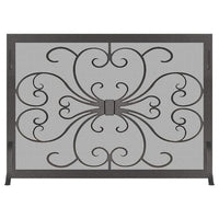 Custom made fireplace screen with 1 1/4” solid steel frame and heavy gauge mesh by Design Specialties