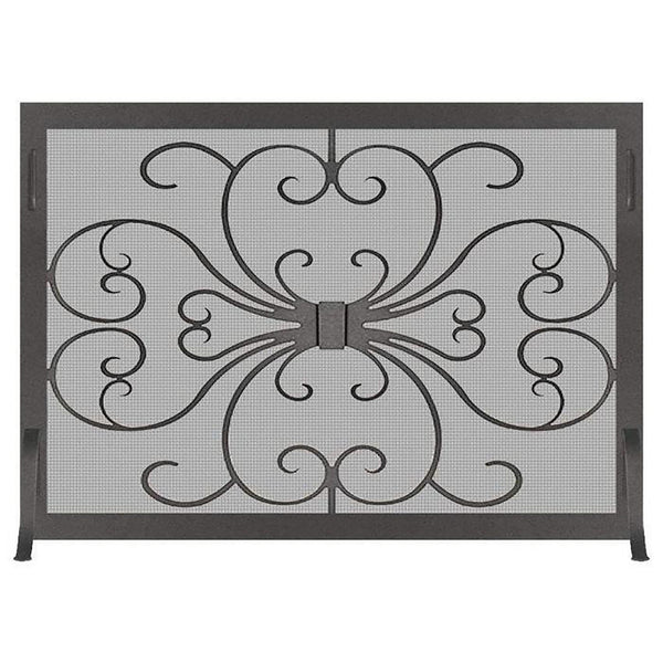 Custom made fireplace screen with 1 1/4” solid steel frame and heavy gauge mesh by Design Specialties